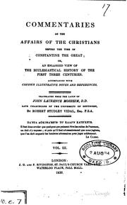 Cover of: Commentaries on the affairs of the Christians before the time of Constantine ...