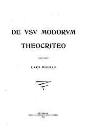 Cover of: De usu modorum Theocriteo