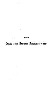 Cover of: Causes of the Maryland Revolution of 1689