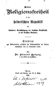 Cover of: Ueber Religionsfreiheit in der helvetischen Republik: Mit besonderer Berüchsichtigung der ...