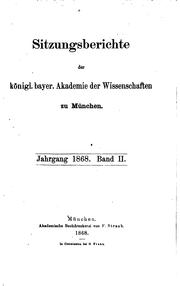 Cover of: Sitzungsberichte der Königl. Bayerischen Akademie der Wissenschaften by 
