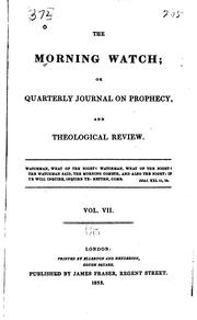 Cover of: The Morning Watch: Or Quarterly Journal on Prophecy and Theological Review.