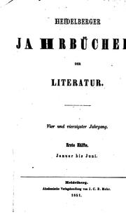 Cover of: Heidelbergische [afterw.] Heidelberger Jahrbücher der Literatur by 