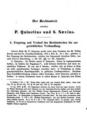 Cover of: Der Rechtsstreit zwischen P. Quinctius und s. Naevius