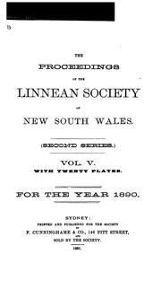 Cover of: The Proceedings of the Linnean Society of New South Wales by 