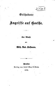 Cover of Orthodoxe Angriffe auf Goethe: Eine Abwehr by Wilhelm Rudolf Hoffmann