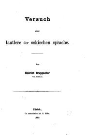 Cover of: Versuch einer Lautlere der oskischen Sprache