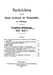 Cover of: Nachrichten von der königlichen Gesellschaft der Wissenschaften zu Göttingen