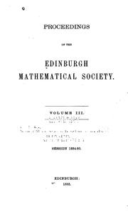 Cover of: Proceedings of the Edinburgh Mathematical Society | 