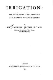 Cover of: Irrigation: Its Principles and Practice as a Branch of Engineering