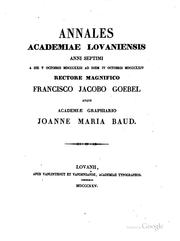 Cover of: Annales Academiae lovaniensis