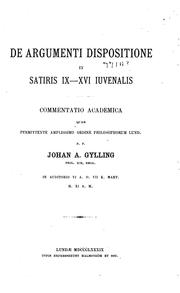 Cover of: De argumenti dispositione in Satiris IX-XVI Iuvenalis by 