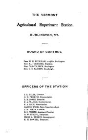 Annual Report - Vermont. Agricultural Experiment Station, Burlington by Vermont Agricultural Experiment Station
