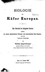 Cover of: Biologie der Käfer Europas: Eine Uebersicht der biologischen Literatur ... by 