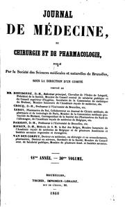 Cover of: Journal de médecine, de chirurgie et de pharmacologie by Société royale des sciences médicales et naturelles de Bruxelles