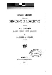 Cover of: Esame critico del sistema filologico e linguistico applicato alla mitologia e alla scienza delle ...