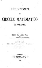 Cover of: Rendiconti del Circolo matematico di Palermo | 