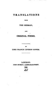 Cover of: Translations from the German; and original poems