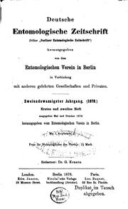 Cover of: Deutsche entomologische Zeitschrift