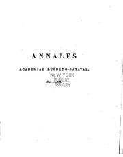 Cover of: Annales Academiae lugduno-batavae