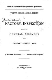 Cover of: Annual Report of Factory Inspection Made to the General Assembly