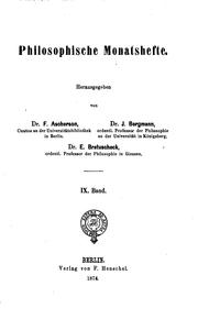 Cover of Philosophische Monatshefte by [name missing]
