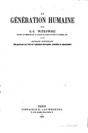 Cover of: La génération humaine