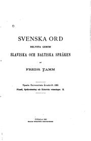 Cover of: Svenska ord belysta genom slaviska och baltiska språken