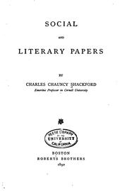 Cover of: Social and Literary Papers