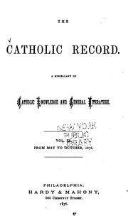 Cover of: The Catholic Record | 