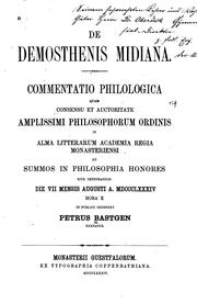 Cover of: De Demosthenis Midiana by 
