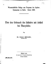 Über den Gebrauch des Infinitivs mit Artikel bei Thucydides by Gustav Behrendt