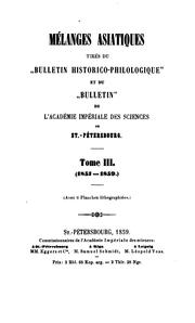 Cover of: Mélanges asiatiques, tirés du Bulletin de l'Académie impériale des sciences de St.-Pétersbourg