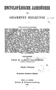 Cover of: Encyclopädische Jahrbücher der gesammten Heilkunde v. 4, 1894 by 