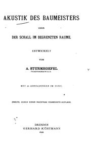 Akustik des Baumeisters; oder, der Schall im begrenzten Raume by Aurel Sturmhoefel