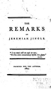 Cover of: The Remarks of Jeremiah Jingle | 