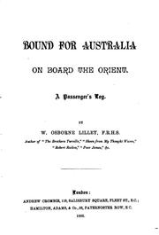 Cover of: Bound for Australia on Board the Orient: A Passenger's Log