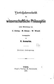 Cover of: Vierteljahrsschrift für wissenschaftliche Philosophie by 