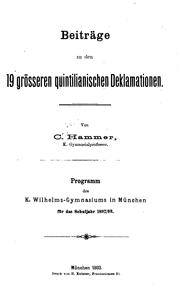 Beiträge zu den 19 grösseren quintilianischen Deklamationen by Caspar Hammer