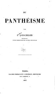 Du pantheisme ... by Isidore Goschler