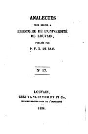 Cover of: Analectes pour servir a L'Histoire de L'Universite de Louvain