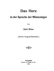 Das Herz in der Sprache der Minnesinger by Emil Milan