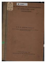 Cover of: The Function of Business Bodies in Improving Civic Conditions by Harry D. W. English