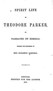 Cover of: Spirit Life of Theodore Parker | 