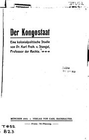 Cover of: Der Kongostaat