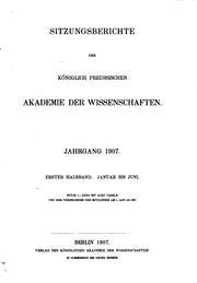 Cover of: Sitzungsberichte der preussischen Akademie der Wissenschaften