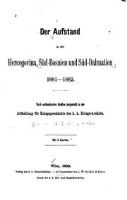 Cover of: Der Aufstand in der Hercegovina, Süd-bosnien und Süd-dalmatien 1881-1882 ... by 