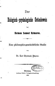 Cover of: Der biologisch-psychologische Gottesbeweis bei Herman Samuel Reimarus: Eine ... by 