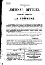 Cover of: Réimpression du Journal officiel de la République Française sous la Commune ...