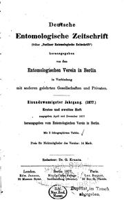 Cover of: Deutsche entomologische Zeitschrift